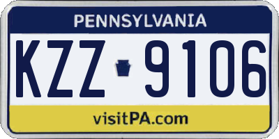 PA license plate KZZ9106
