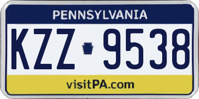 PA license plate KZZ9538