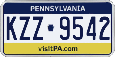 PA license plate KZZ9542