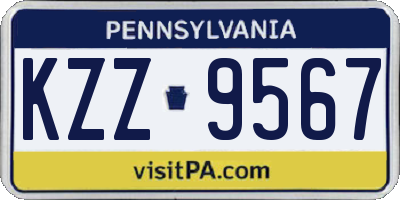 PA license plate KZZ9567