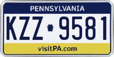 PA license plate KZZ9581