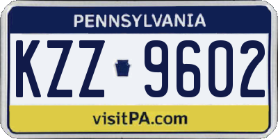 PA license plate KZZ9602