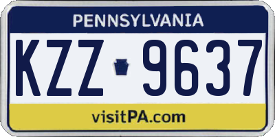 PA license plate KZZ9637