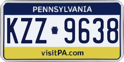 PA license plate KZZ9638