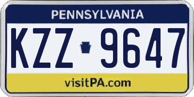 PA license plate KZZ9647