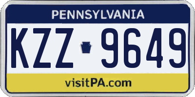 PA license plate KZZ9649
