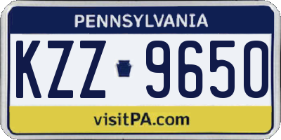 PA license plate KZZ9650