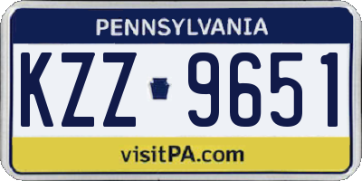 PA license plate KZZ9651