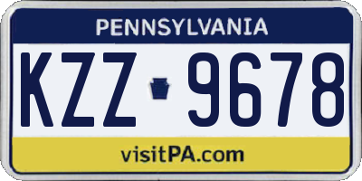 PA license plate KZZ9678
