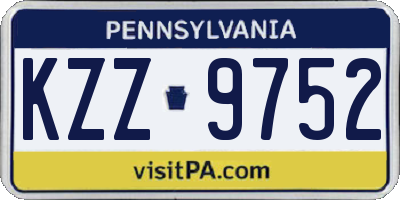 PA license plate KZZ9752