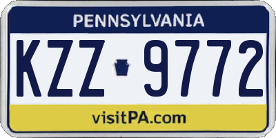 PA license plate KZZ9772