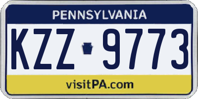 PA license plate KZZ9773