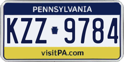 PA license plate KZZ9784