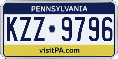 PA license plate KZZ9796