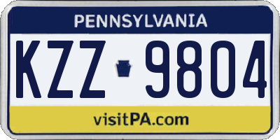 PA license plate KZZ9804
