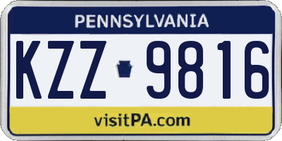 PA license plate KZZ9816
