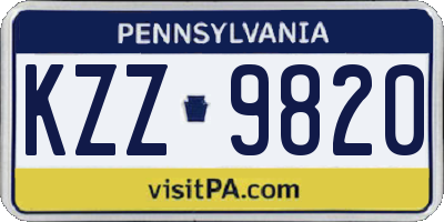 PA license plate KZZ9820