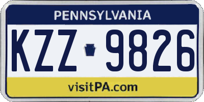 PA license plate KZZ9826
