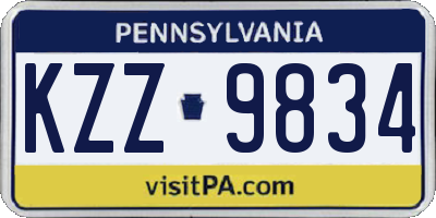 PA license plate KZZ9834