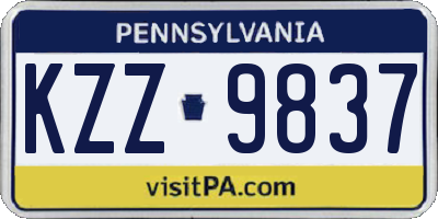 PA license plate KZZ9837