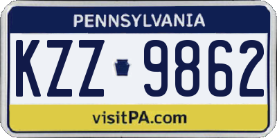 PA license plate KZZ9862