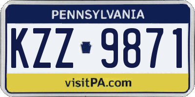 PA license plate KZZ9871