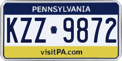 PA license plate KZZ9872