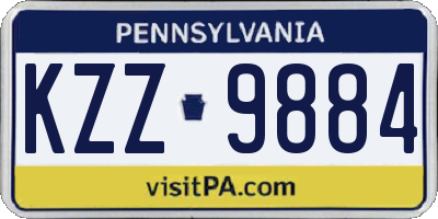 PA license plate KZZ9884