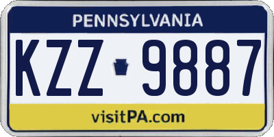 PA license plate KZZ9887