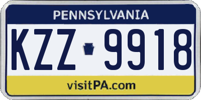 PA license plate KZZ9918