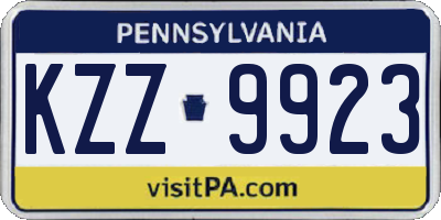 PA license plate KZZ9923