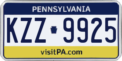 PA license plate KZZ9925