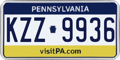 PA license plate KZZ9936