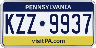 PA license plate KZZ9937