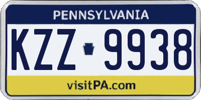 PA license plate KZZ9938