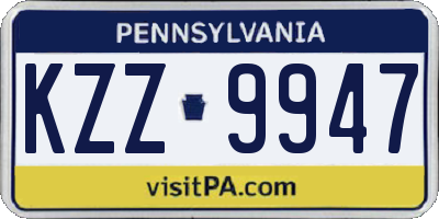 PA license plate KZZ9947