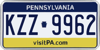 PA license plate KZZ9962