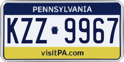 PA license plate KZZ9967