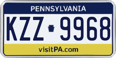 PA license plate KZZ9968