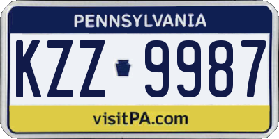 PA license plate KZZ9987