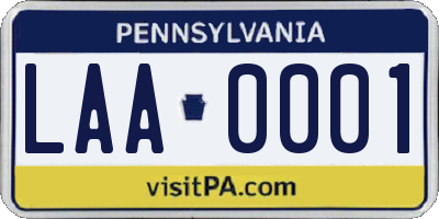 PA license plate LAA0001