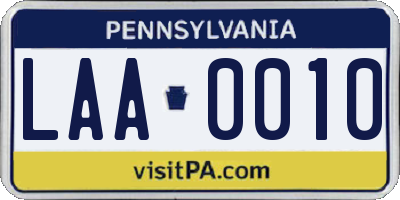 PA license plate LAA0010