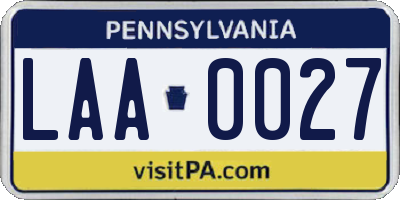 PA license plate LAA0027