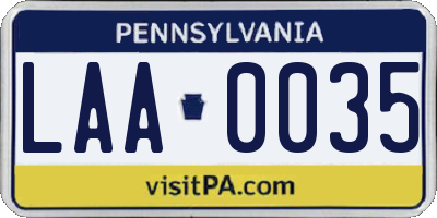 PA license plate LAA0035