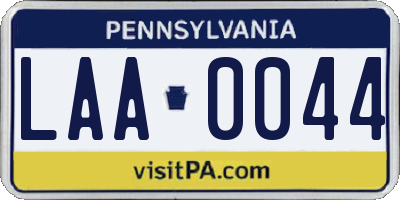 PA license plate LAA0044