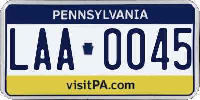 PA license plate LAA0045