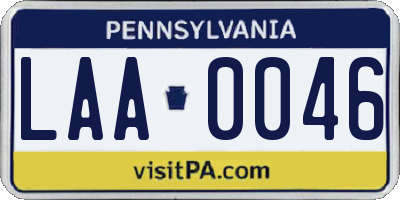PA license plate LAA0046