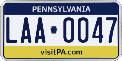 PA license plate LAA0047