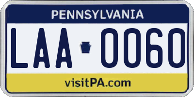 PA license plate LAA0060