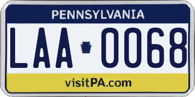 PA license plate LAA0068